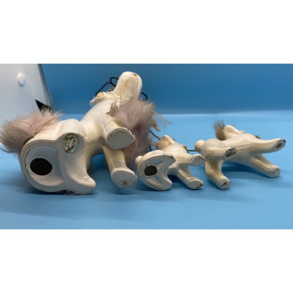 Vintage Ceramic Poodle w/ 2 Baby Poodles on a Chain West Pac Made in Japan - Picture 7 of 8